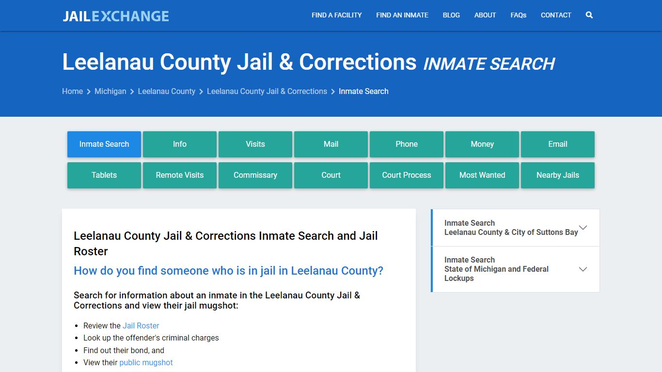 Leelanau County Jail & Corrections Inmate Search